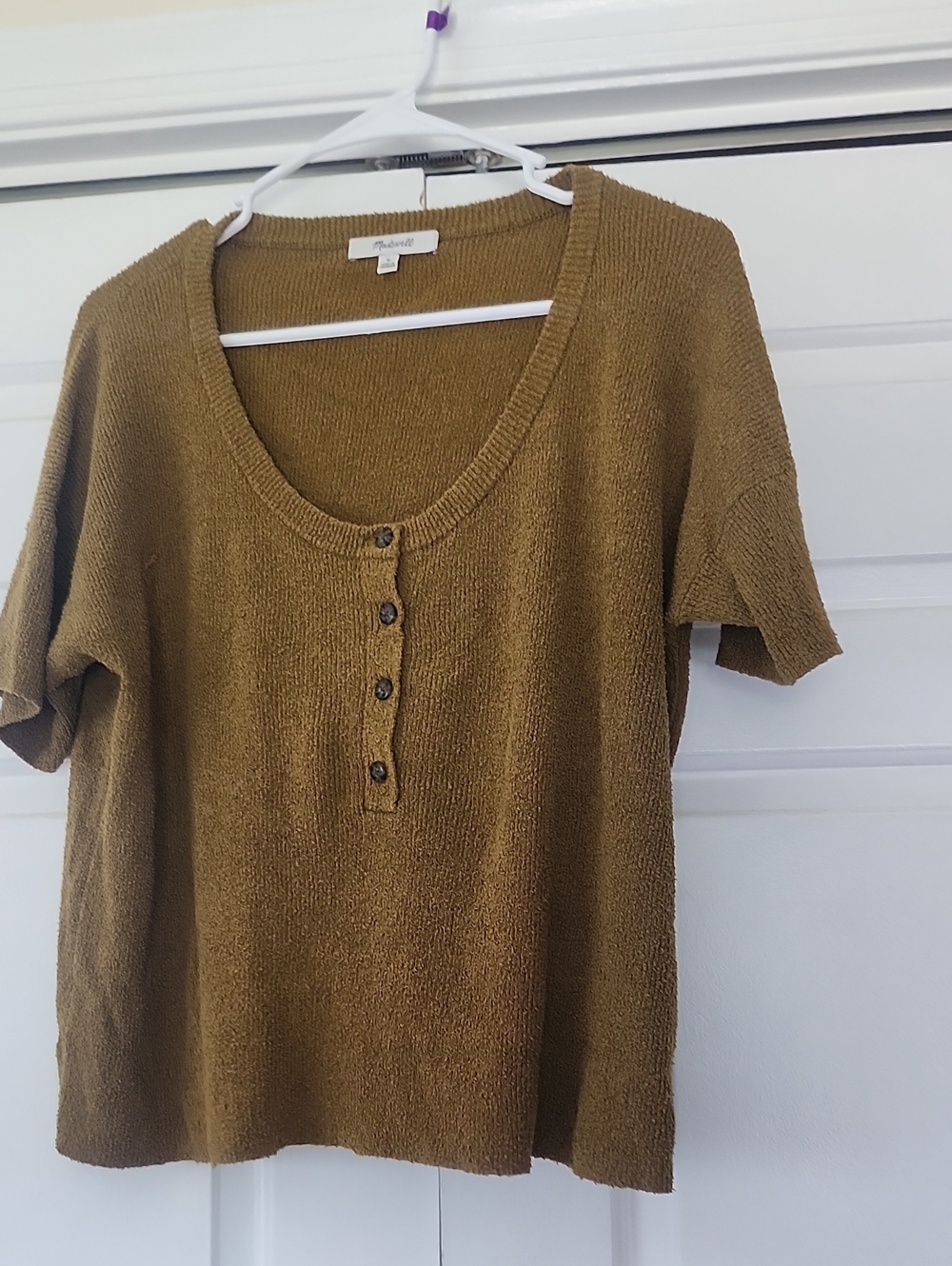 Madewell Olive Green Short Sleeve Henley Top